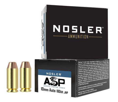 Nosler 51400 Assured Stopping Power Handgun 10mmAuto 180gr Jacketed Hollow Point 20 Per Box/20 Case