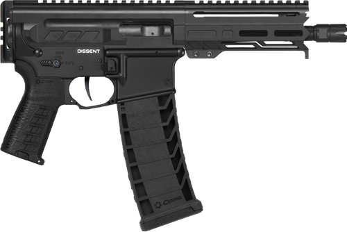 CMMG 94A6867AB Dissent MK4 9mm Luger 33+1 6.50", Black, Picatinny Brace Adapter, 5.50" M-LOK Handguard, Left Side Charging Handle, Zeroed Linear Comp, Zeroed Drop-In Single Stage Trigger
