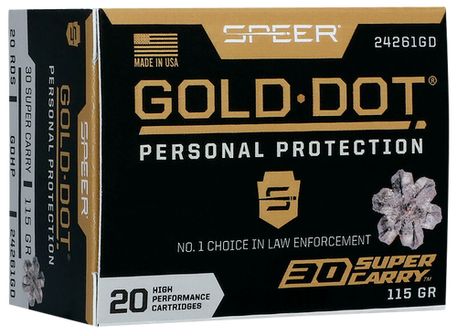 Speer 24261GD Gold Dot Personal Protection 30 Super Carry 115 gr Hollow Point 20 Per Box/ 10 Case
