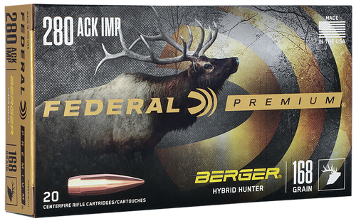 Federal P280AIBCH1 Premium  280Ackley Improved 168gr Berger Hybrid Hunter 20 Per Box/10 Case