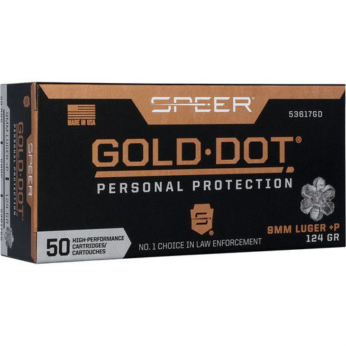 GOLD DOT HANDGUN PP 9MM LUGER +P 124GR HP 1220 FPS 50/BOX