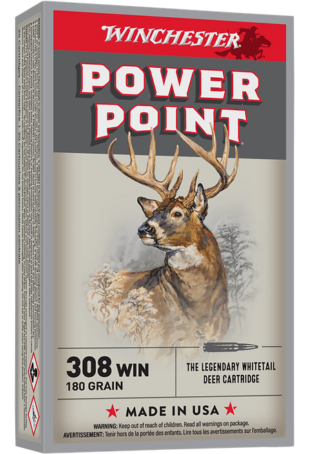 Winchester Ammo X3086 Power-Point  308Win 180gr 20 Per Box/10 Case