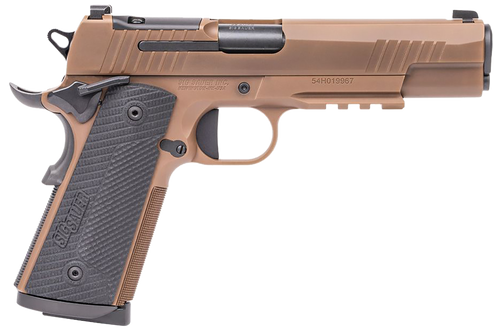 Sig Sauer 1911XR45CXR3 1911-X  Full Size Frame 45 ACP 8+1 5" Black DLC Carbon Steel Barrel, Coyote PVD Optic Cut/Serrated Stainless Steel Slide & Frame w/Beavertail & Picatinny Rail, Black G10 Grip