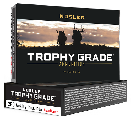 Nosler 60076 Trophy Grade  280Ackley Improved 160gr Nosler AccuBond 20 Per Box/10 Case
