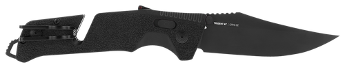 S.O.G SOG11120541 Trident AT 3.70" Folding Clip Point Plain Black TiNi Cryo D2 Steel Blade/Blackout GRN Handle Features Line Cutter/Glass Breaker