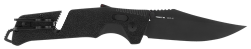 S.O.G SOG11120541 Trident AT 3.70" Folding Clip Point Plain Black TiNi Cryo D2 Steel Blade/Blackout GRN Handle Features Line Cutter/Glass Breaker