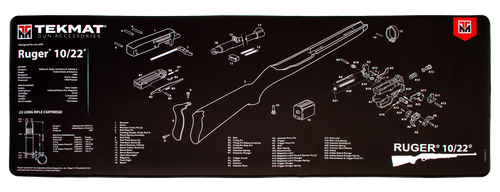 TekMat TEKR441022 Ruger 10-22 Ultra 44 Cleaning Mat Black/White Rubber 15"x44" Ruger 10-22 Parts Diagram