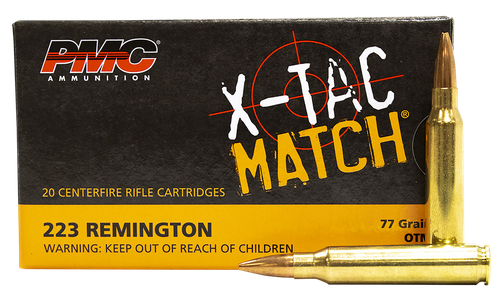 PMC 223XM X-Tac Match  223Rem 77gr Open Tip Match 20 Per Box/10 Case