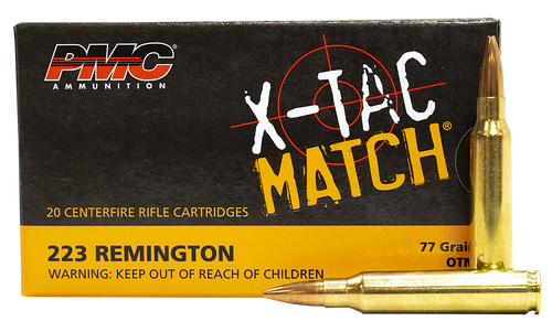 PMC 223XM X-Tac Match  223Rem 77gr Open Tip Match 20 Per Box/10 Case