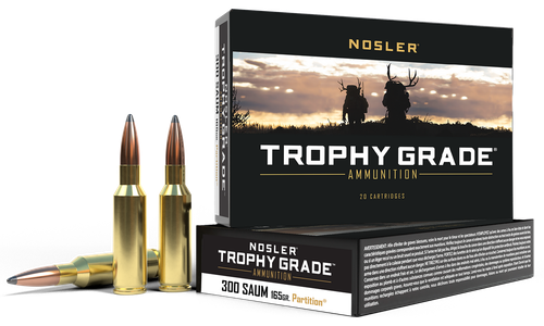 Nosler 60061 Trophy Grade  300RemSAUM 165gr Nosler Spitzer Partition 20 Per Box/10 Case