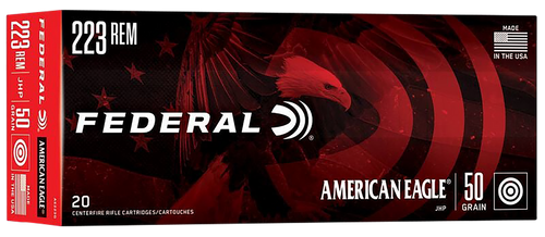Federal AE223G American Eagle Varmint & Predator 223Rem 50gr Jacketed Hollow Point 20 Per Box/25 Case