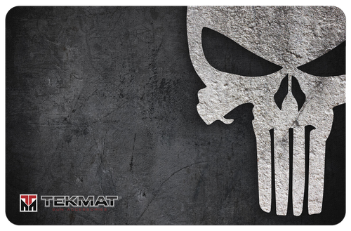 TekMat TEKR17PUNISHER Punisher Grunge Cleaning Mat Black/White Rubber 11"x17" Punisher Skull