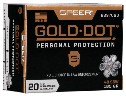 Speer 23970GD Gold Dot Personal Protection 40S&W 165gr Hollow Point 20 Per Box/10 Case