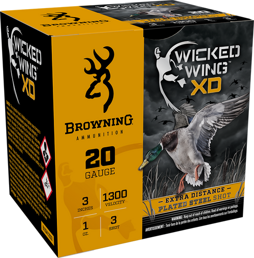 Browning Ammo B193412033 Wicked Wing XD  20Gauge 3" 1oz 3Shot 25 Per Box/10 Case