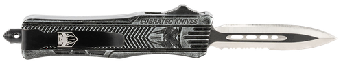 CobraTec Knives SSWCTK1SDAG1SS CTK-1  Small 2.75" OTF Dagger Part Serrated D2 Steel Blade/ Stonewashed Aluminum Handle Features Glass Breaker Includes Pocket Clip