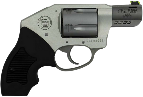 Charter Arms 53801 Off Duty Coyote 380 ACP 5rd 2" Matte Stainless Ported Barrel & Cylinder, Anodized Aluminum Frame, Black Finger Grooved Rubber Grip, Concealed Hammer
