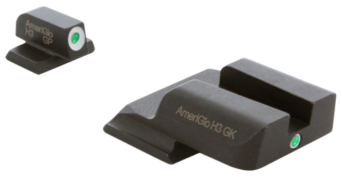 AmeriGlo SW141 i-Dot Sight Set for Smith & Wesson M&P Shield  Green Tritium White Outline Front Sight-Green Tritium Rear Sight