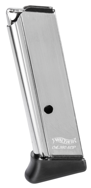 Walther Arms 2246012 PPK/S  7rd Detachable w/Finger Rest 380 ACP Nickel Steel