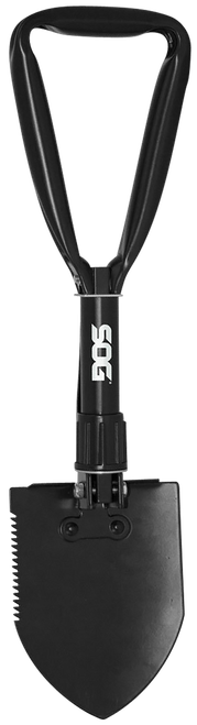 S.O.G SOGF08N Entrenching Tool  Folding Shovel Plain/Serrated Blade Black Powder Coated High Carbon Steel Handle 18.25" Long Includes Sheath