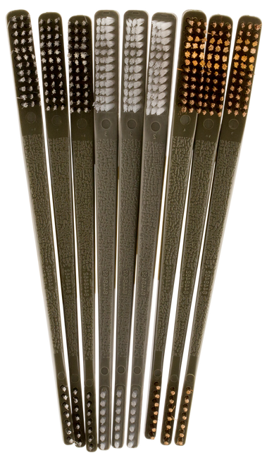 Otis FG316BP AP Brushes Variety Pack Multi-Caliber Universal Firearm 10" Long Bronze/Nylon/Stainless Steel Bristles 9 Per Pkg