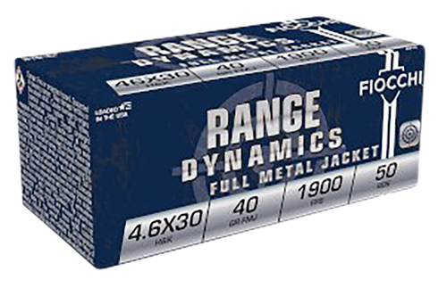 Fiocchi 46EXA Range Dynamics  4.6x30mmH&K 40gr Full Metal Jacket 50 Per Box/20 Case