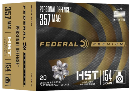 Federal P357HST1S Premium Personal Defense 357Mag 154gr HST Jacketed Hollow Point 20 Per Box/10 Case