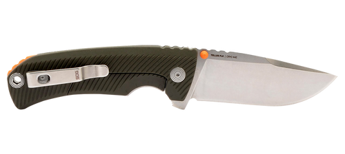 S.O.G SOG14060143 Tellus FLK  3.65" Folding Clip Point Plain Stonewashed Cryo 440C SS Blade/ Olive Drab Textured GRN Handle