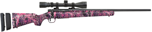 Mossberg 28258 Patriot Super Bantam w/Optic 350 Legend 4+1 22" Matte Blued Fluted Threaded Barrel, Matte Blued Drilled & Tapped Receiver, Adj LOP Muddy Girl Wild Synthetic Stock, 3-9x40mm Duplex