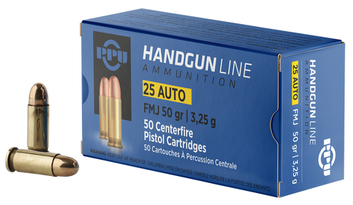 PPU PPH25 Handgun  25ACP 50gr Full Metal Jacket 50 Per Box/20 Case