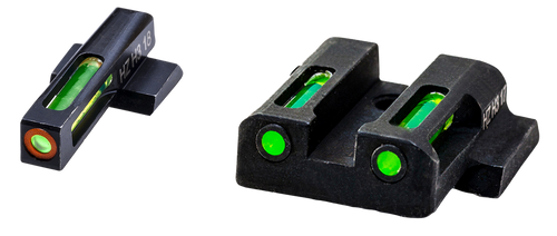 HiViz MPSN521 LiteWave H3 Sight Set for S&W Shield Green Tritium Orange Outline Front Sight-Green Fiber Optic Rear Sight
