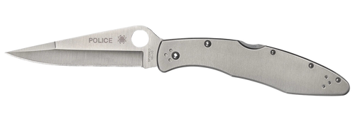 Spyderco C07P Police  4.13" Folding Spear Point Plain VG-10 SS Blade Stainless Includes Pocket Clip
