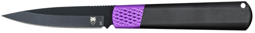 CobraTec Knives CTWOLVERINEBLK Gideon  3" Folding Plain Black Stonewashed D2 Steel Blade, 4.25" Black/Purple Aluminum Handle