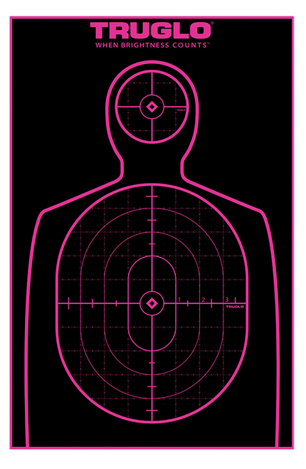 TruGlo TG13A12BB Tru-See Handgun Target Self-Adhesive Heavy Paper Black/Pink 12"x18" Silhouette 12 Pack