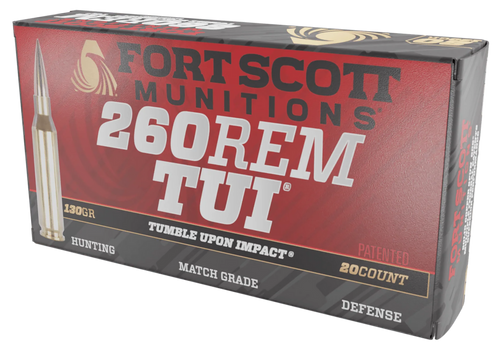 Fort Scott Munitions 260130SCV2 Tumble Upon Impact (TUI)  260Rem 130gr Solid Copper Spun 20 Per Box/25 Case
