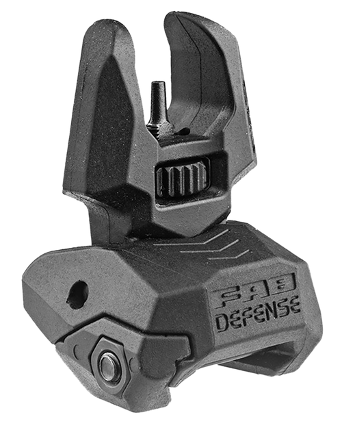 FAB Defense FXFBS Front Back-Up Sight  for AR-15/ M16/ M4 Low Folded Profile Spring-Locked Deployment Black Polymer & Metal