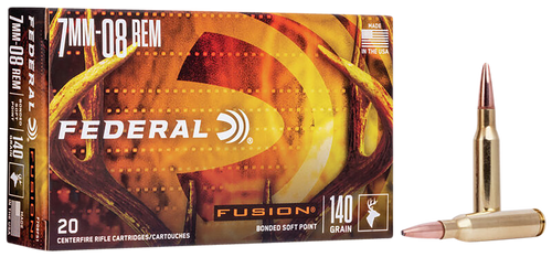 Federal F708FS1 Fusion  7mm-08Rem 140gr Bonded Soft Point 20 Per Box/10 Case