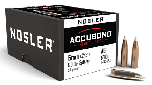 Nosler 56357 AccuBond  6mm 90gr Spitzer Point 50/Box