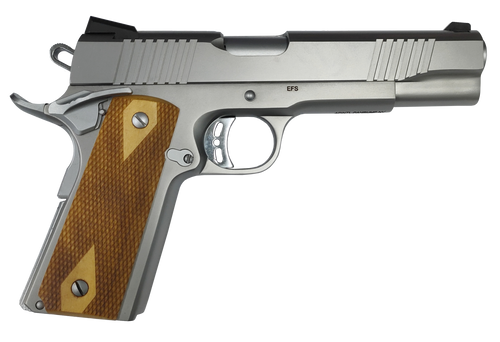 Rock Island 56865 Rock Standard FS Full Size 10mm Auto 8+1 5" Stainless Steel Barrel & Serrated Slide, Matte Stainless Steel Frame w/Beavertail, Wood Double Checkered Grip