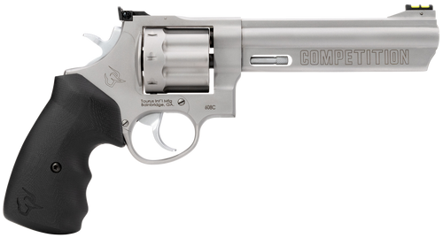 Taurus 2-608069CMP 608 Competition 357 Mag/38 Special +P 8 Shot 6" Matte Stainless Steel Barrel, Cylinder & Frame, Black Finger Grooved Grip, Transfer Bar Safety, Exposed Hammer