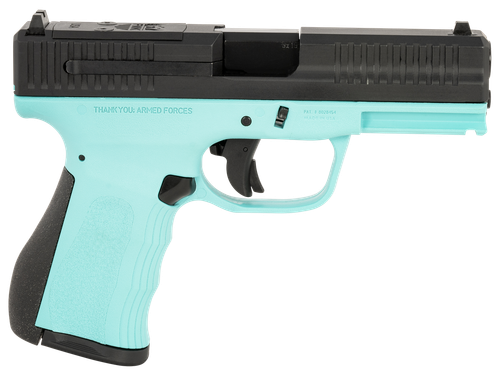 FMK FMKG49BJ G3  9mm Luger 14+1 4" Stainless Steel Barrel, Black Optic Cut/Serrated Carbon Steel Slide, Blue Jay Polymer Frame w/Picatinny Rail, Black Backstrap Grip