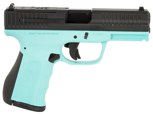 FMK FMKG49BJ G3  9mm Luger 14+1 4" Stainless Steel Barrel, Black Optic Cut/Serrated Carbon Steel Slide, Blue Jay Polymer Frame w/Picatinny Rail, Black Backstrap Grip