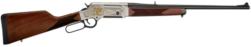 Henry H014WL243 Long Ranger Wildlife Full Size 243 Win 4+1 20" Blued Steel Barrel, Engraved Nickel-Plated w/24K Gold Inlay Steel Receiver, American Walnut Stock Right Hand