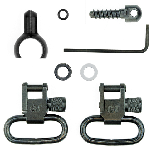 GrovTec US Inc GTSW46 Barrel Band Swivel Set Shotgun 1" Black Steel