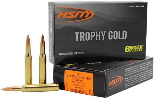 HSM 270130VLD Trophy Gold Extended Range 270 Win 130 gr Berger Hunting VLD Match 20 Per Box/ 20 Case