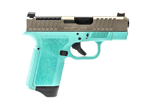 Gforce Arms GF932512RN Rapture  Sub-Compact Frame 9mm Luger 12+1 3.25" Black Barrel, Nickel Steel Optic Cut/Serrated Slide, Robin Egg Blue Cerakote Polymer Frame, Shield RMSc/RMR Footprint
