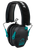 Walker's GWPRSEMTL Razor Slim Electronic Muff 23 dB Over the Head Black Polymer w/Teal Accents