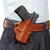 DeSantis Gunhide 019TAB6Z0 Mini Scabbard  OWB Tan Leather Belt Slide Fits Glock 19/19X/19 G5/23/32/36 Right Hand