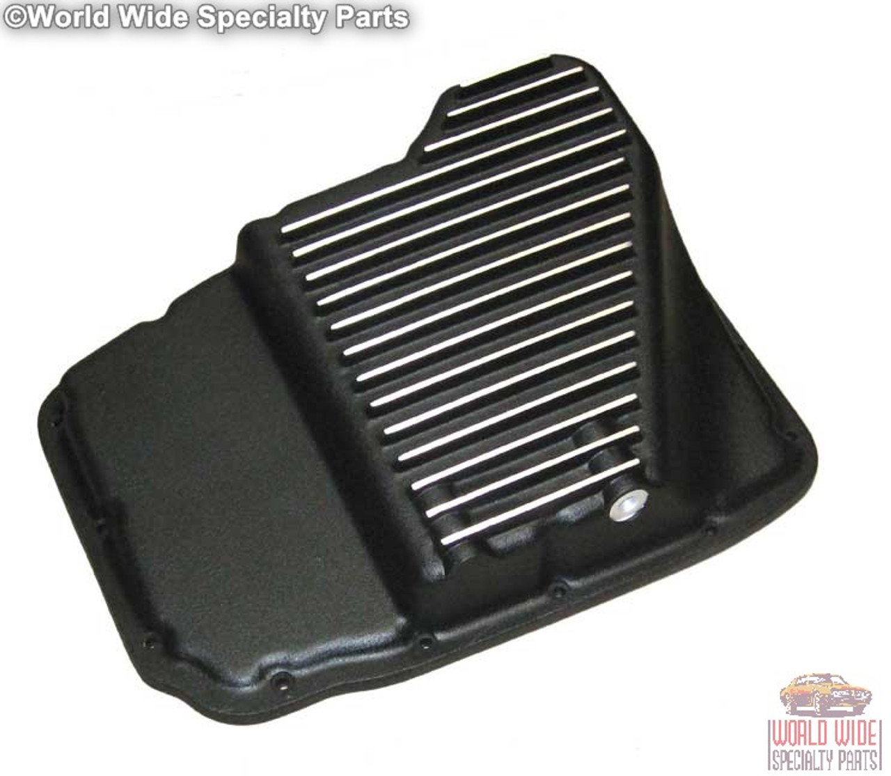 Dodge 65RFE, 66RFE, 68RFE HD Stock Trans. Pan w/Step & Relief, Black Powder Coat