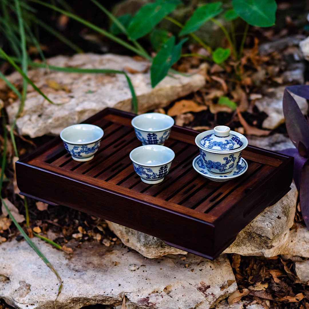 Image of Large Dark Bamboo Cha Pan