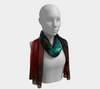POEFASHION® Night Red Flame Long Scarf 4, Vibrant Red, Glowing Turquoise, Royal Blue to Black